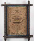 A 19th century wool work marine sampler worked by Eleanor Evans,