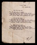 An eighteen line typescript poem 'They died like men',