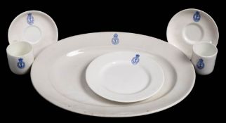A group of Royal Navy Admiralty blue badge wardroom tableware: comprising two coffee cups and