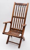 A Castles Shipbreaking Co, Ltd teak and oak folding deck chair:,