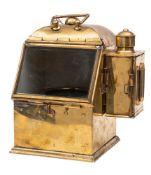 A square brass binnacle from the motor fishing vessel 'Jose' of Penzance: the 4 inch liquid filled
