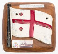 A cold painted bronze Rear Admiral's Flag barge badge,