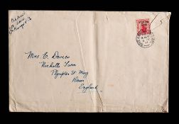 A British Antarctic Expedition envelope to Mr F Davies Nicholls Farm address: with 'Brit Antarctic