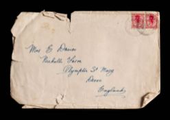 A British Antarctic Expedition RYS Terra Nova envelope addressed to Mrs E Davies,
