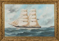 Marie-Edouard Adam [1847-1929]- Two master Dieudonne, full sail off the coast,:- signed,