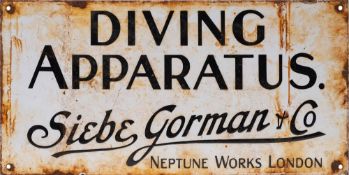 An enamel sign 'Diving Apparatus. Siebe Gorman & Co.