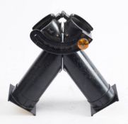 An optician's black lacquer measuring instrument: composed of a pair of hinged sighting tubes ,