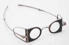 A pair of George IV silver Richardson pattern 'D' shaped railway glasses,