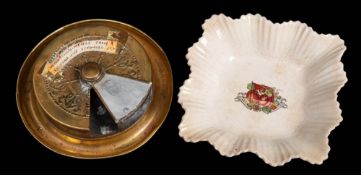 A Clan Line Limited circular brass ashtray: in the style of a ship's telegraph with rotating vesta