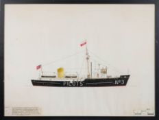 A Trinity House builder's drawing for the twin screw pilot boats 'Bembridge,