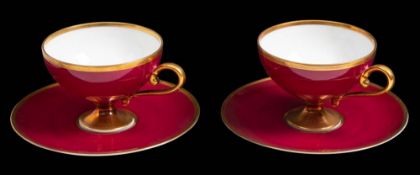 Two First Class Passenger tea cups and saucers from the Norddeutscher Lloyd Bremen liner SS Bremen,