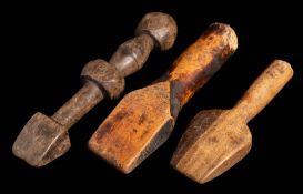 Three late 19th/early 20th century treen seam rubbers: (3)