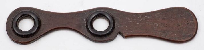 An unusual pair of late 18th/early 19th century treen hand held spectacles: the lenses with