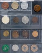 Three sheets containing coin collecting and manufacturing tokens: