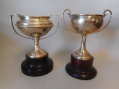 A George V silver twin handled trophy cup, makers mark worn, Birmingham, 1927: inscribed W.C.A.C.U.