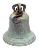 A WWII Air Ministry 1940 'Battle of Britain' Scramble bell: crown top with iron suspensions over