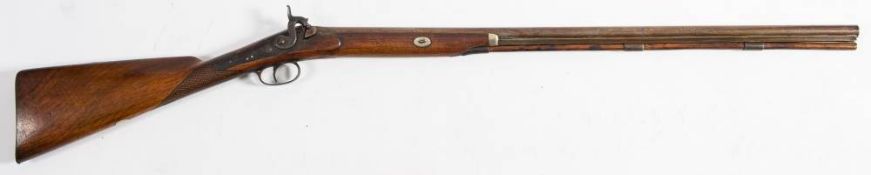 A 19th century percussion cap single barrel fowling gun: unsigned,