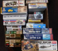Italeri, Tamiya, Roden and others a collection of assorted model kits: including cars, AFV's,