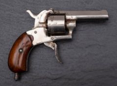 A Continental 7mm pinfire revolver: unsigned, 2 inch barrel,