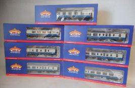 Bachmann, seven assorted BR blue and grey passenger coaches: includes Restaurant car,