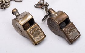 Two GWR whistles: comprising an Acme Thunderer stamped 'GWR Signal Dept' and numbered '352' and a