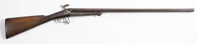 A Lefaucheux 16 bore double barrel pinfire sporting shotgun:, 27 3/4 inch Damascus barrels,