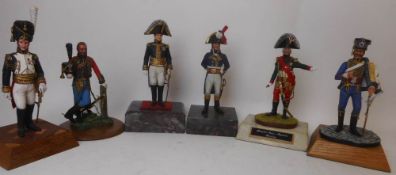 Six resin 130mm figures of Napoleons marshals and officers: hand painted,