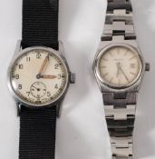 An Army Trade pattern wristwatch: with white enamel dial,