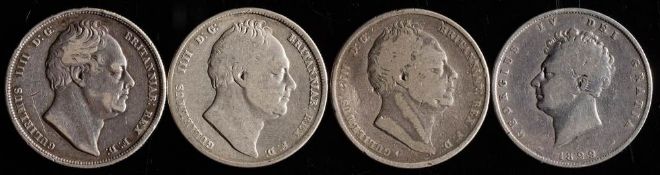 Four halfcrowns: 1829, 1834, 1835 & 1837 (4).