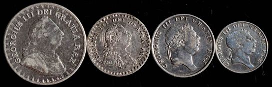 Bank of England tokens: 1812 three shilling, 1811 and 1812 1'6d token , 1813 Irish ten pence token.