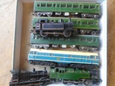 Triang Railways: a rail car, central coach and dummy car,