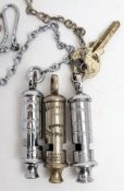 Three Worcester City Police 'Metropolitan' Police Whistles by J Hudson & Co,
