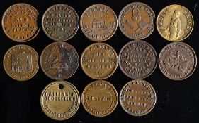 Twelve 19th century unofficial farthings: