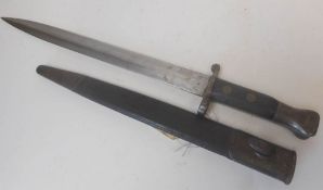 An 1888 pattern MK1 second type Enfield bayonet: with 30cm double edged blade,