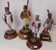 Four resin large scale figures of Napoleonic soldiers: includes Imperial guardsman,