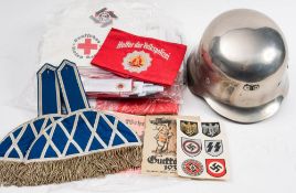 A post war German Police M43 pattern polished steel helmet: with liner,