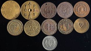 Ten Public House and Inn tokens and tallies: