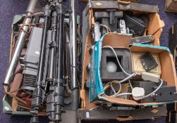 A collection of various cameras including: 35mm SLR,