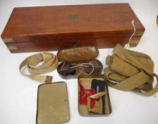 A mahogany and brass bound box: suitable for casing dueling pistol,