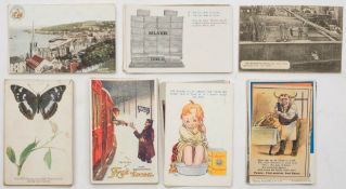 A collection of early 20th century advertising postcards: including Great Western railways,