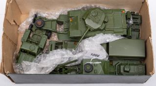A small group of various Dinky military vehicles: including 688 Field Artillery Tractor,