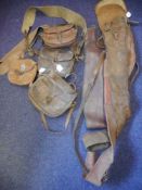 Three stitched leather cartridge cases: together with a canvas example ,