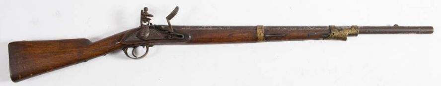 A 19th century smoothbore flintlock sporting gun: the plain 29 1/2 inch double banded barrel with