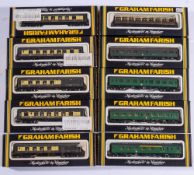 Graham Farish. A group of ten N gauge passenger coaches: comprising three No.