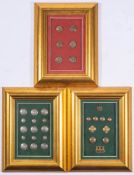 A framed set of King Edward's Horse Regiment buttons and insignia: together with a framed set of