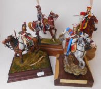 Two metal and two resin Napoleonic cavalry figures: hand painted, includes, Polish Lancer, 2nd Regt.