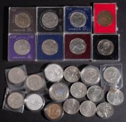 A Canadian Silver Maple,1993,: USA silver dollar, 1993, two £5 coins,