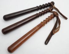 Two Devon Constabulary truncheons: both stamped with King's crown and constabulary,