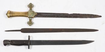 A 1907 pattern bayonet stamped with crown and 'GR' cipher: together with a Bandsman's brass handled