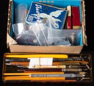 A collection of various dip pens and dip pens nibs: various makes including Waverly and William